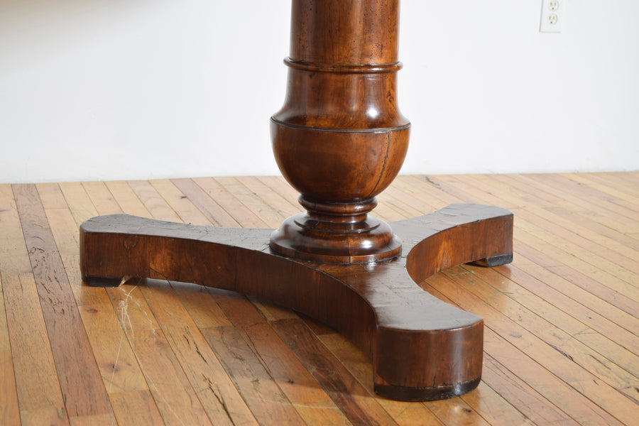 Walnut and Leather-Top Center or Library Table
