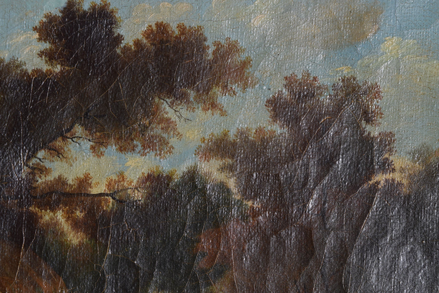Oil on Canvas, Cascade on a Woodland River