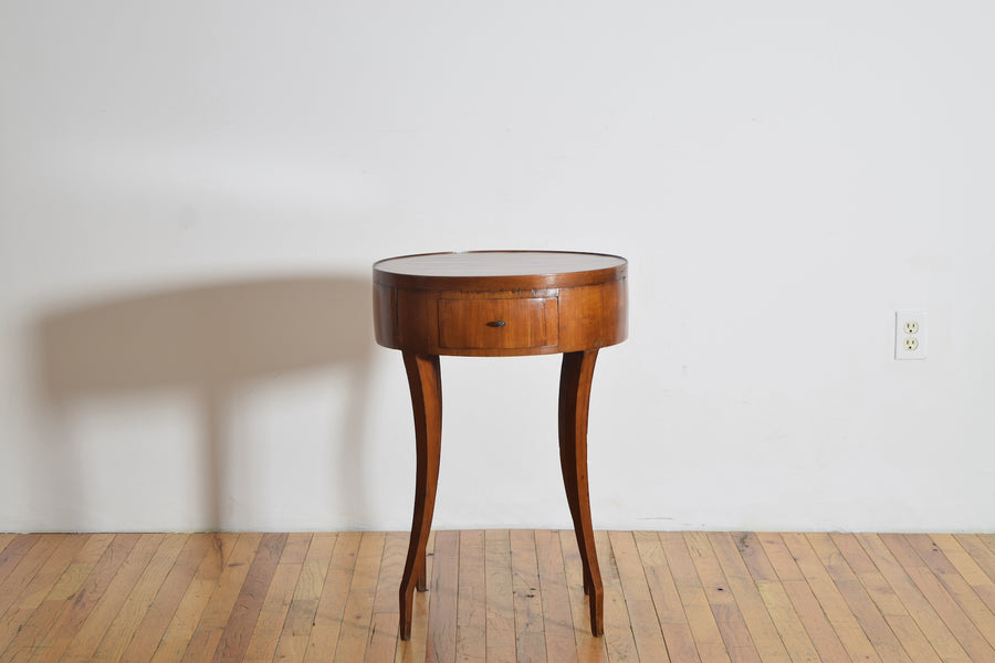 Shaped Walnut Circular 1-Drawer Table