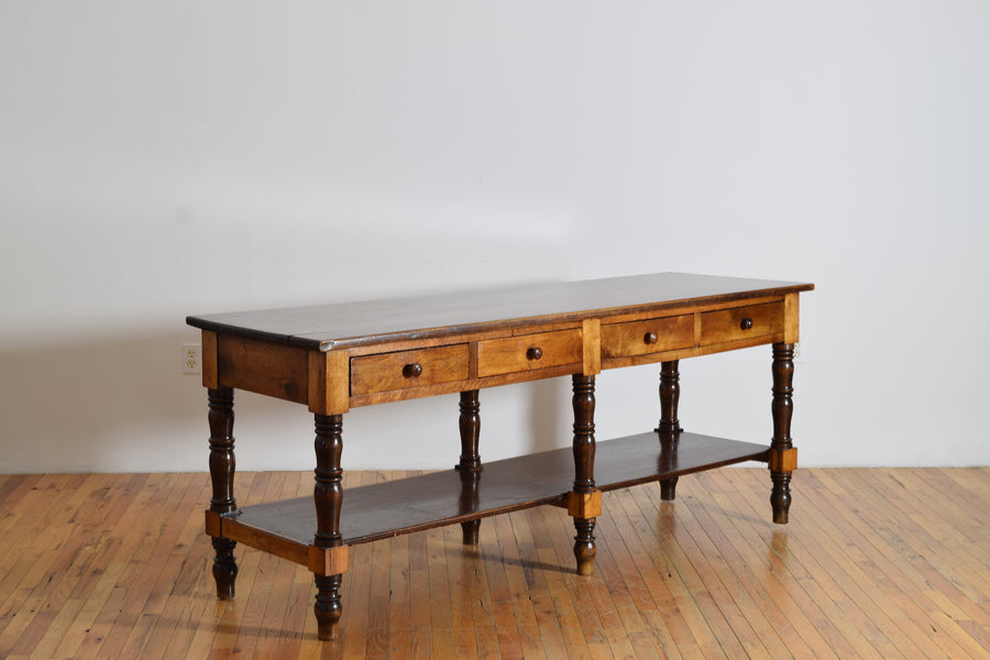 Walnut 4-Drawer Drapers Table