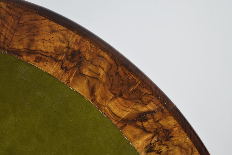 Walnut and Leather-Top Center or Library Table