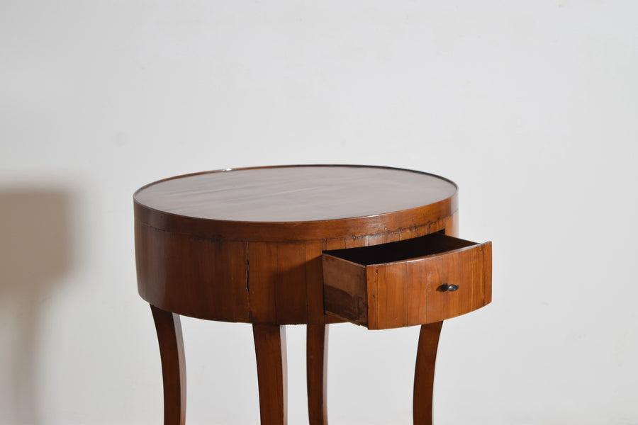 Shaped Walnut Circular 1-Drawer Table