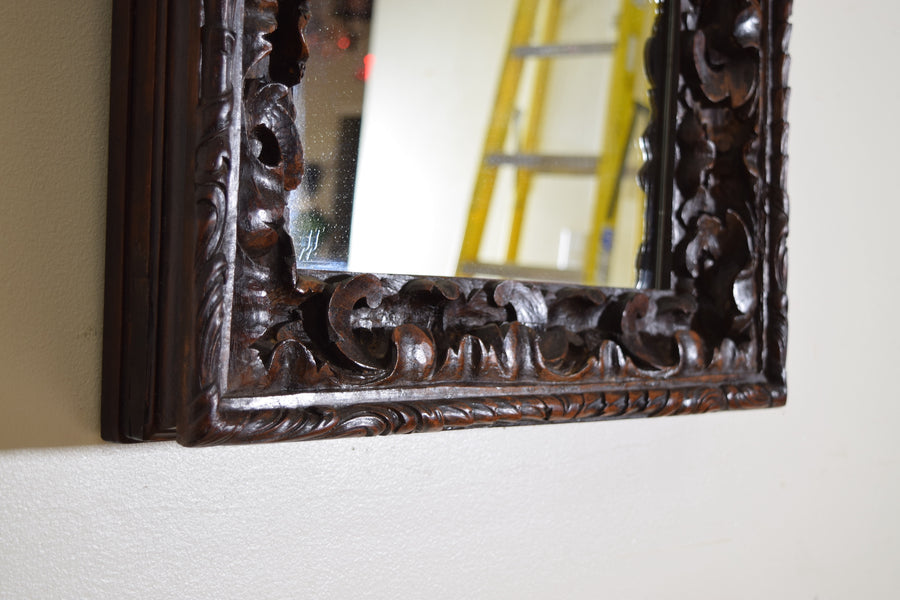 Highly Carved Walnut Mirror