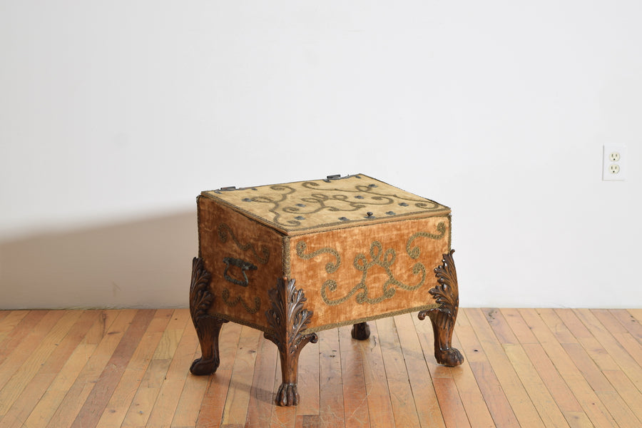 Large Velvet Upholstered Footed Box