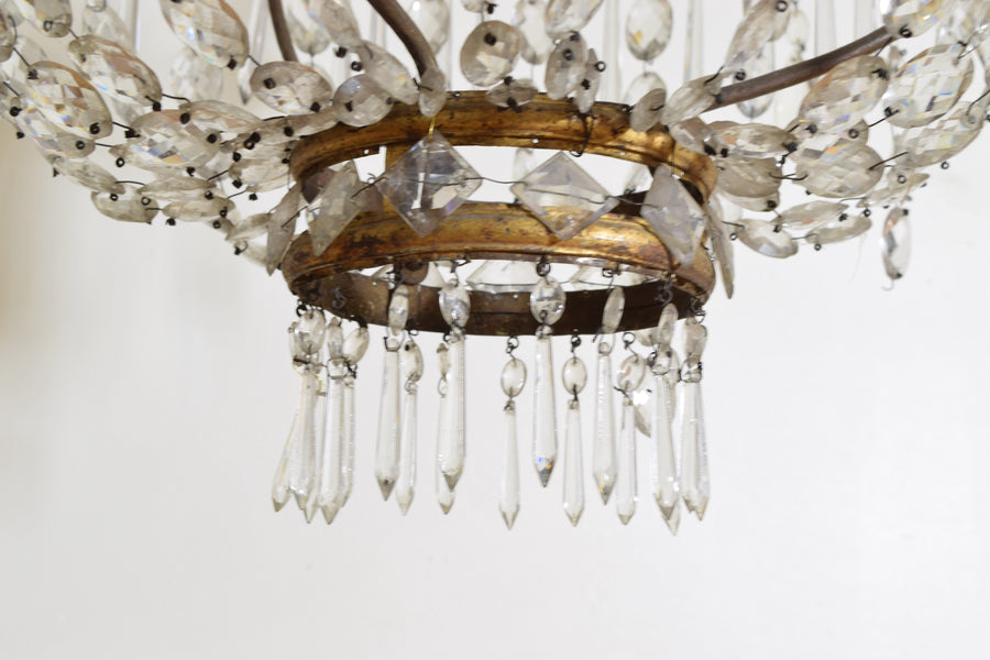 Gilt Metal and Glass 6-Light Chandelier