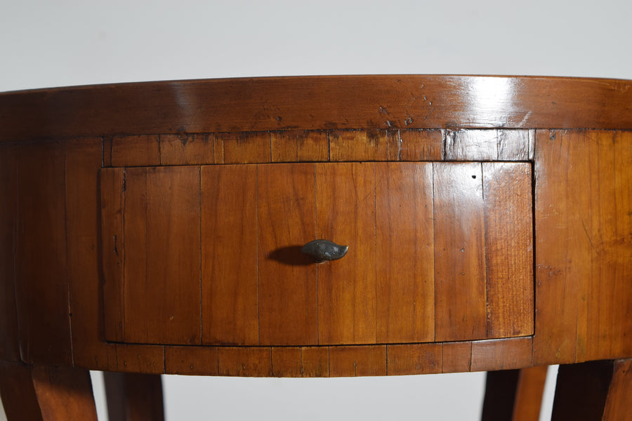 Shaped Walnut Circular 1-Drawer Table