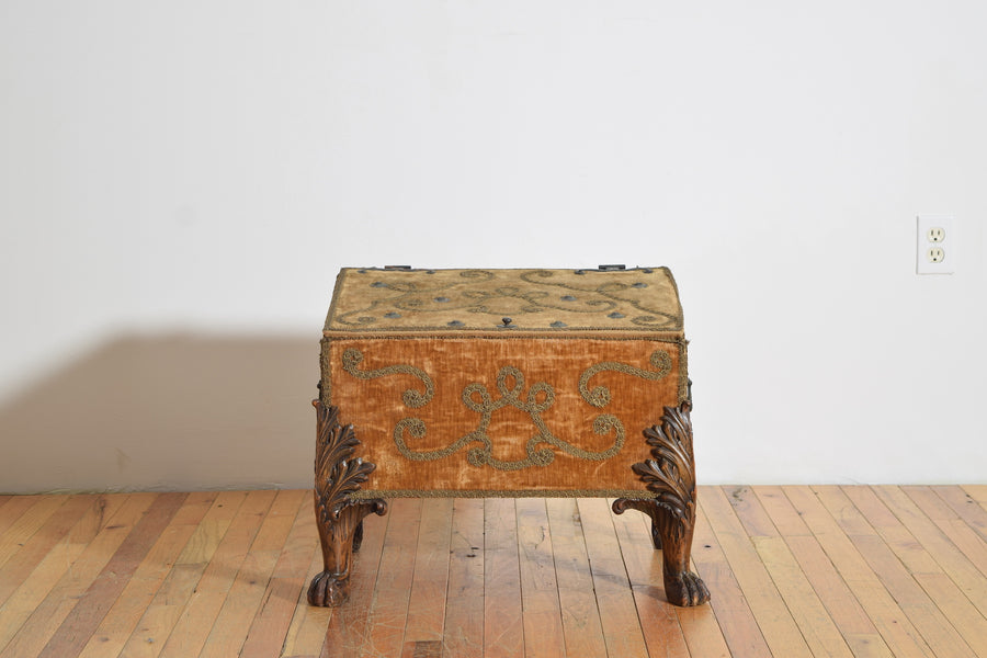 Large Velvet Upholstered Footed Box
