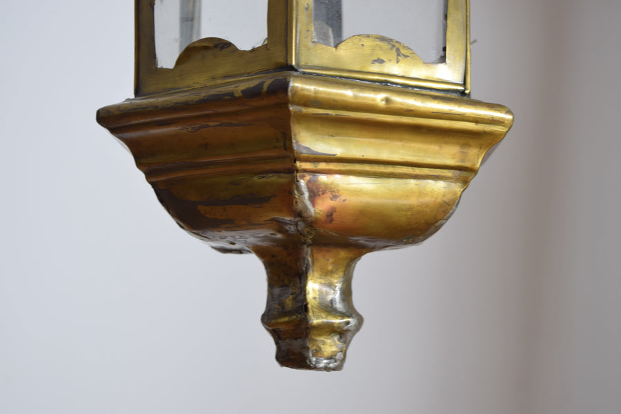 Pair of Hexagonal Brass Lanterns