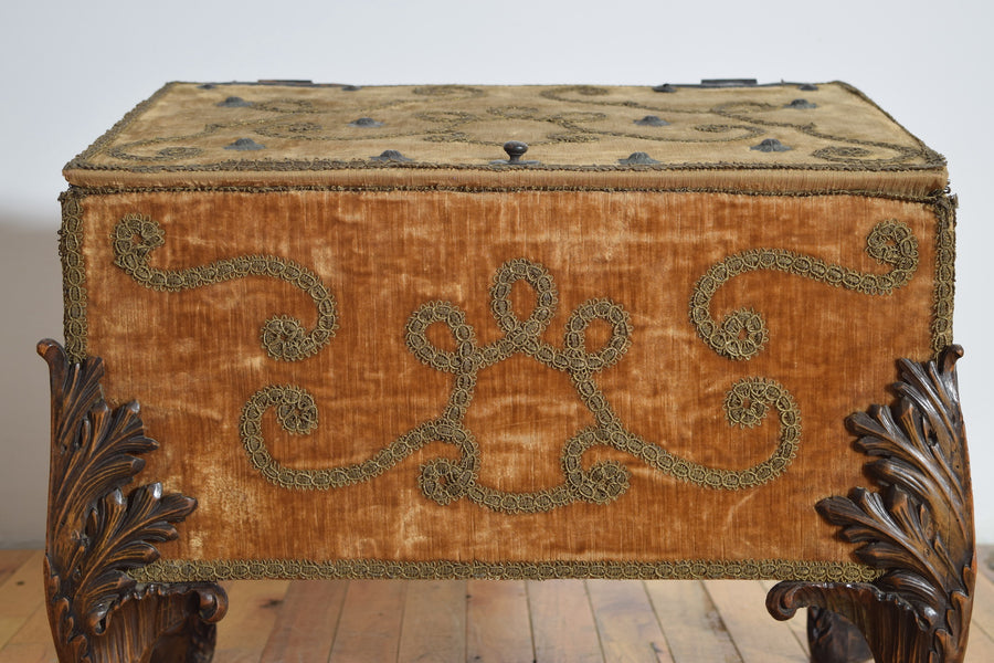 Large Velvet Upholstered Footed Box