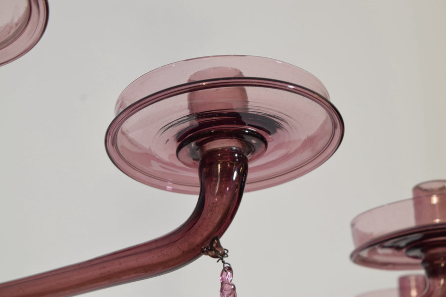 Large Murano Glass Oval 12-Light Chandelier