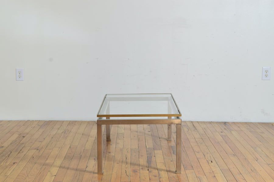 Brass and Chrome Glass Top Coffee Table
