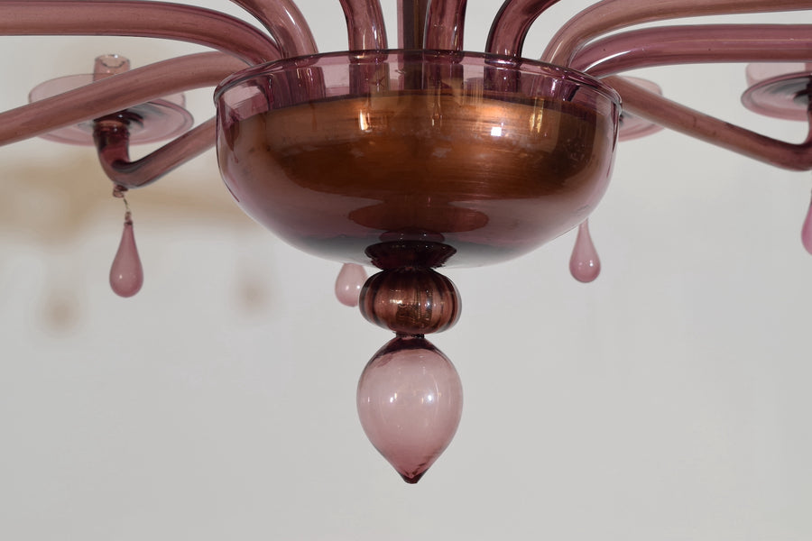 Large Murano Glass Oval 12-Light Chandelier