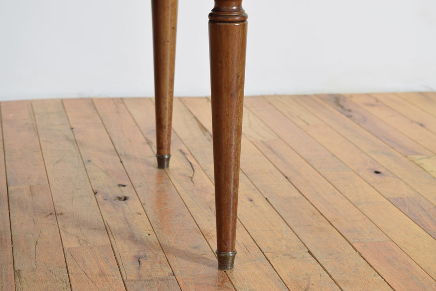 Light Walnut, Marble-Top, and Brass Coffee Table