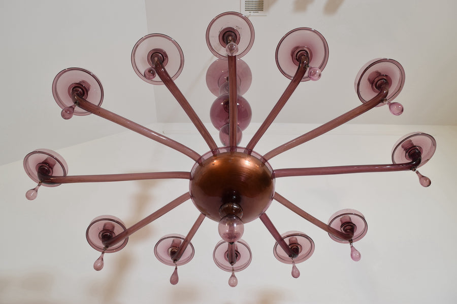 Large Murano Glass Oval 12-Light Chandelier