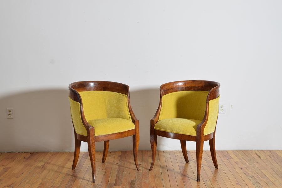 Pair of Walnut and Upholstered Bergeres