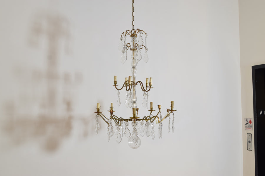 Gilt Bronze and Glass Chandelier