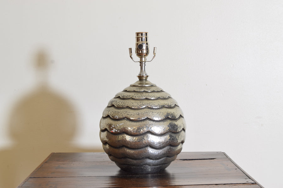 Silvered Brass Layered Sphere Table Lamp