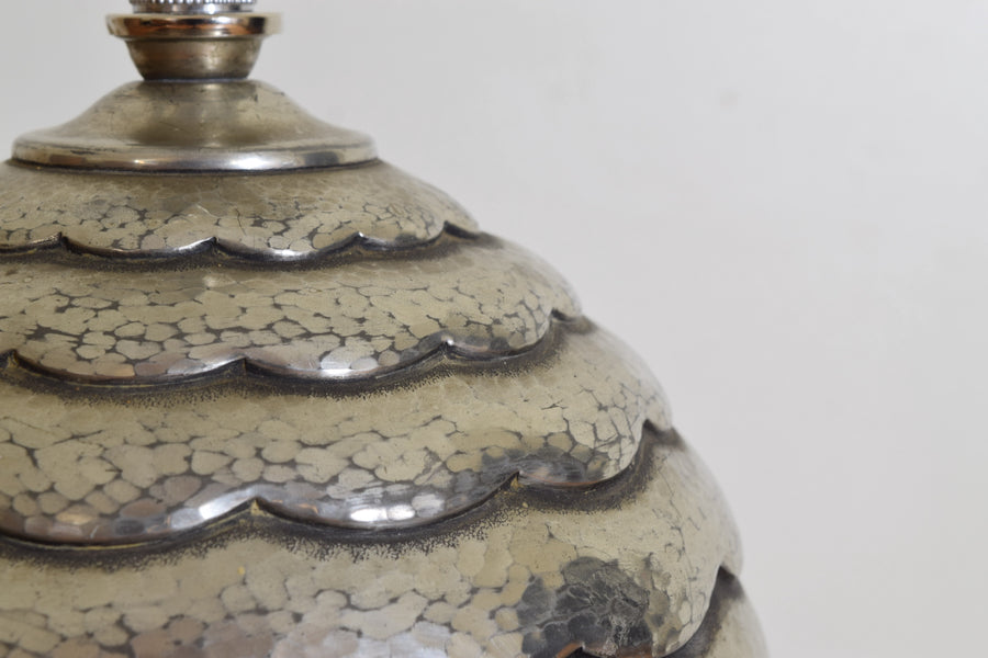 Silvered Brass Layered Sphere Table Lamp