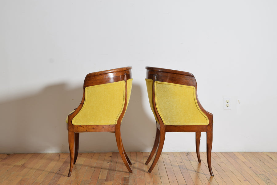 Pair of Walnut and Upholstered Bergeres