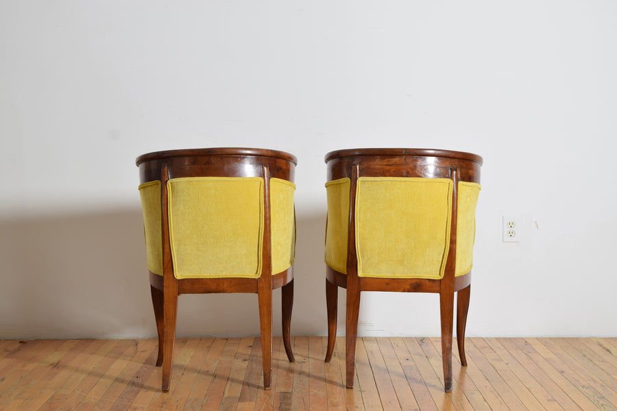 Pair of Walnut and Upholstered Bergeres