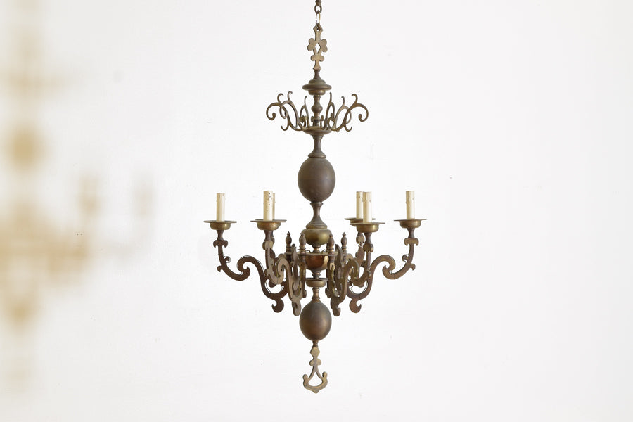 Cast Brass 6-Light Chandelier