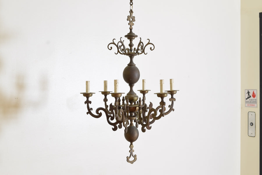 Cast Brass 6-Light Chandelier