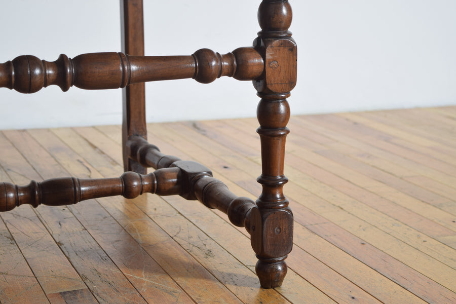 Pair of Turned Walnut and Upholstered Armchairs