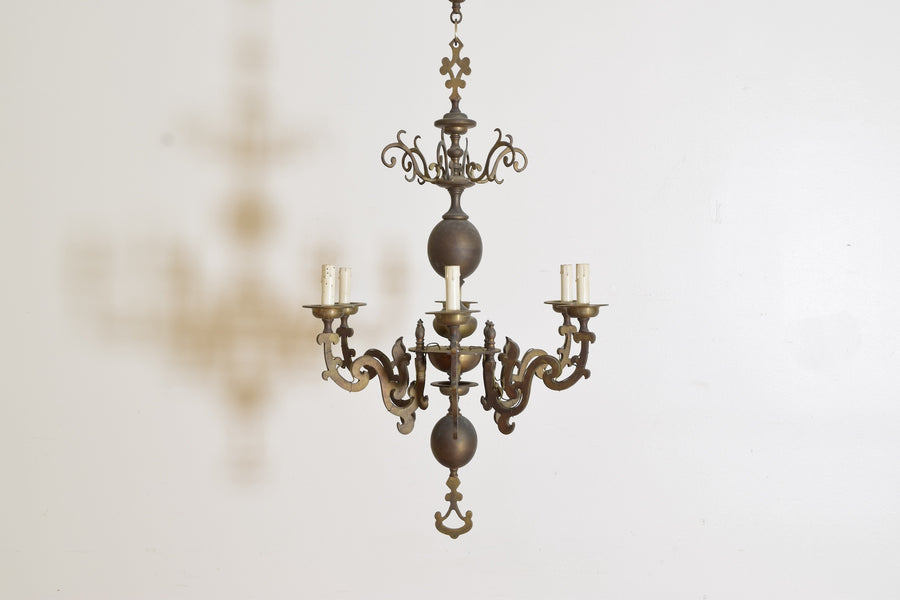 Cast Brass 6-Light Chandelier