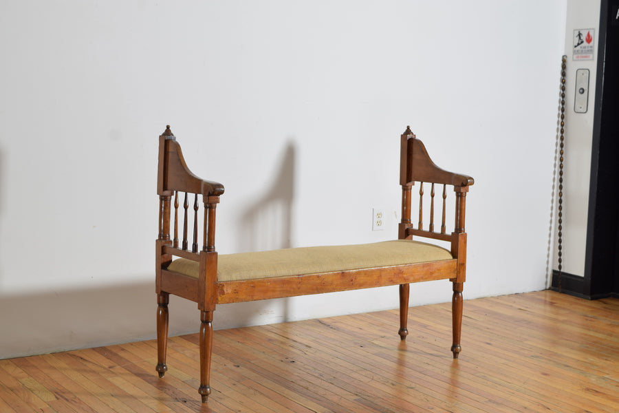 Walnut and Upholstered Bench