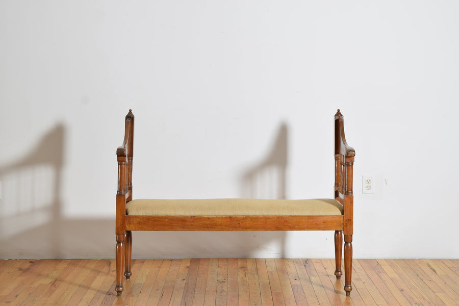 Walnut and Upholstered Bench