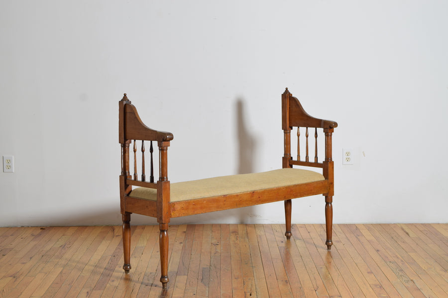Walnut and Upholstered Bench
