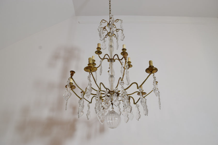 Gilt Bronze and Glass Chandelier