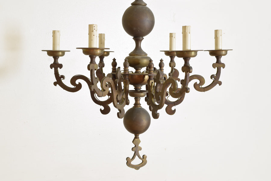 Cast Brass 6-Light Chandelier