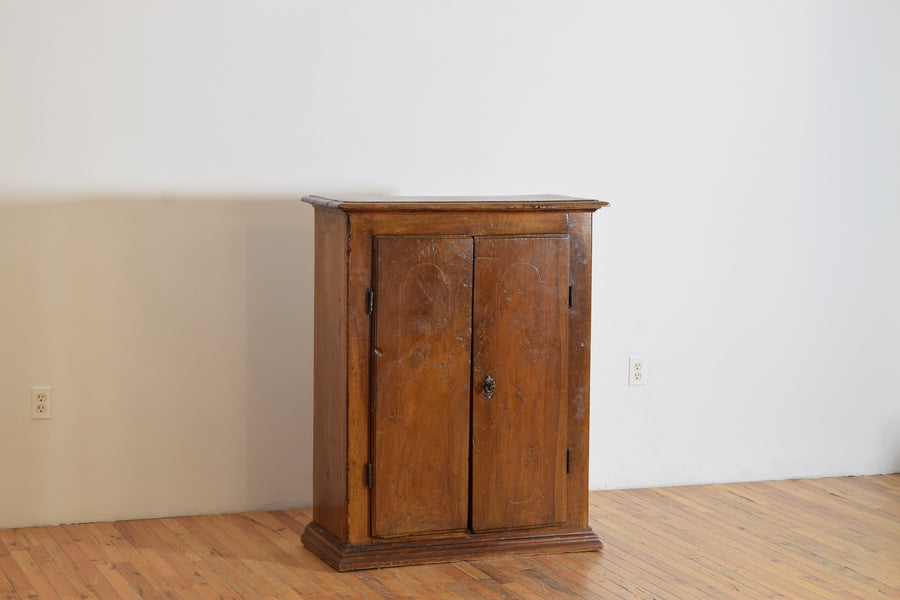 Walnut and Inlaid Tall 2-Door Credenza or Cabinet