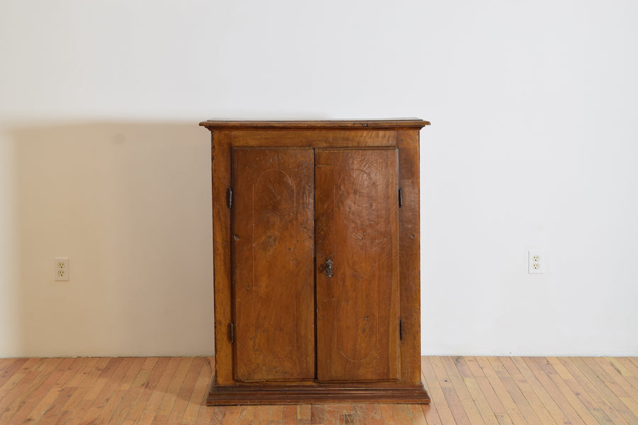 Walnut and Inlaid Tall 2-Door Credenza or Cabinet