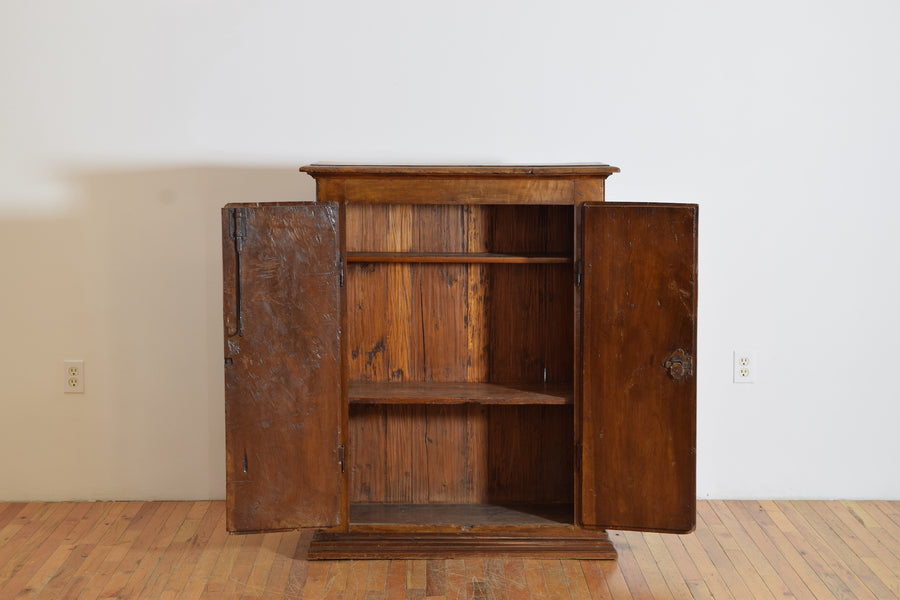 Walnut and Inlaid Tall 2-Door Credenza or Cabinet