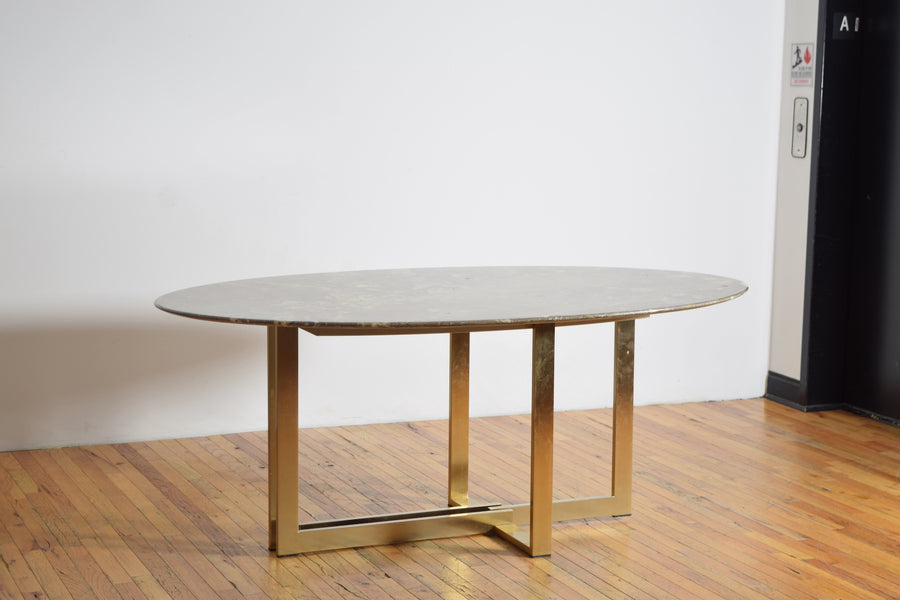 Marble and Chrome/Brass Plate Dining or Center Table