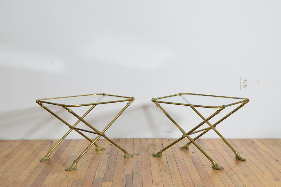Pair of Brass and Glass Low Tables