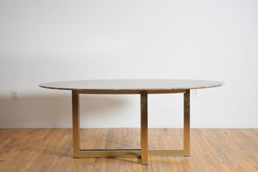 Marble and Chrome/Brass Plate Dining or Center Table