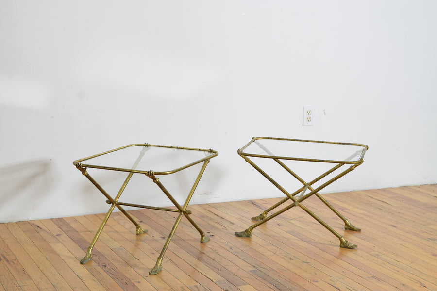 Pair of Brass and Glass Low Tables