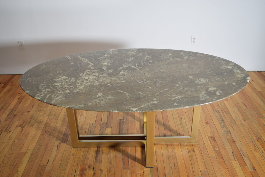 Marble and Chrome/Brass Plate Dining or Center Table