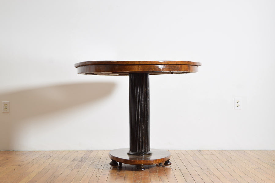 Walnut and Ebonized Oval Center or Dining Table