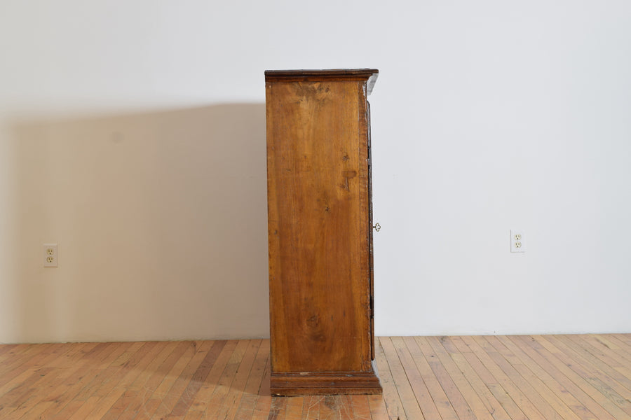 Walnut and Inlaid Tall 2-Door Credenza or Cabinet