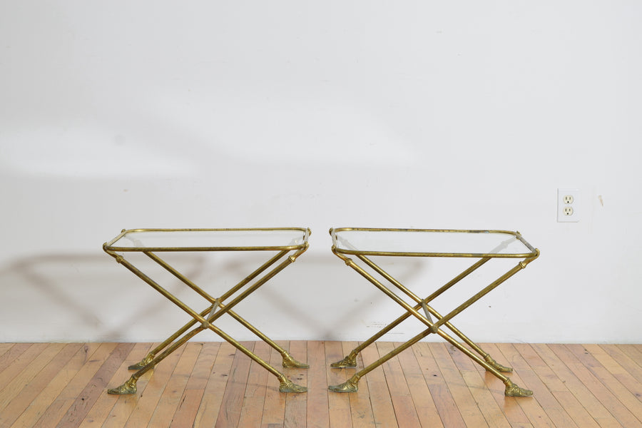 Pair of Brass and Glass Low Tables