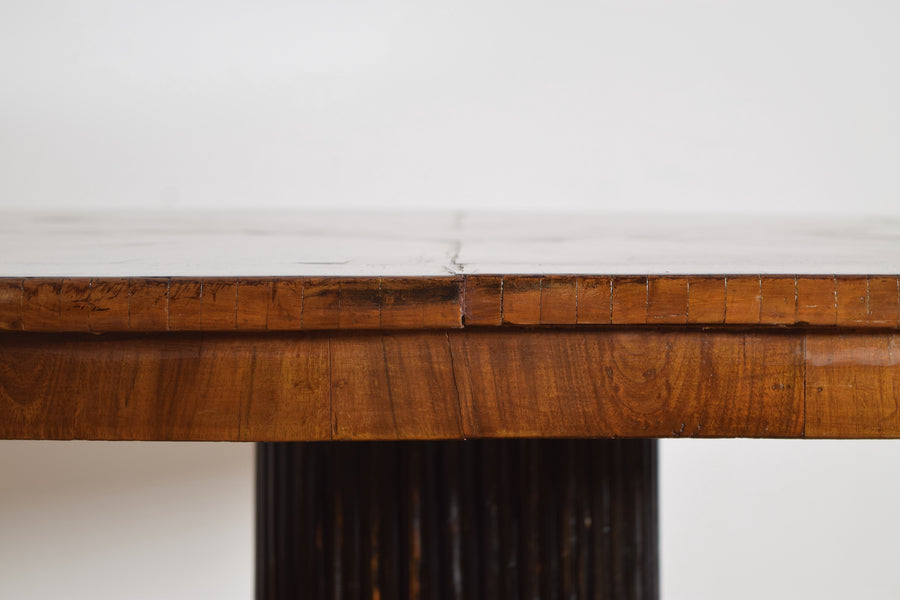 Walnut and Ebonized Oval Center or Dining Table