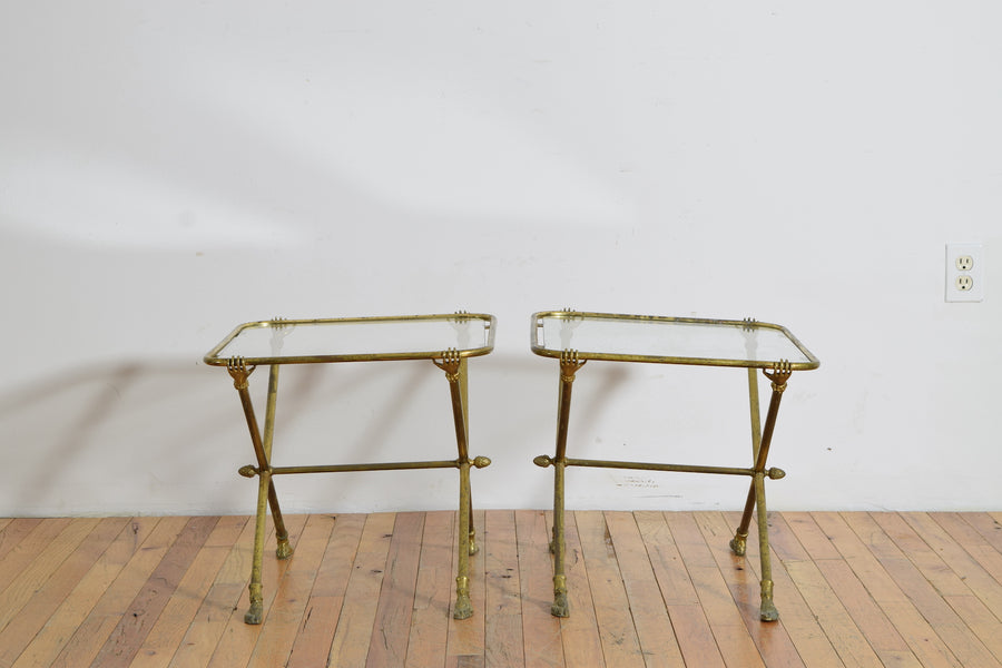 Pair of Brass and Glass Low Tables