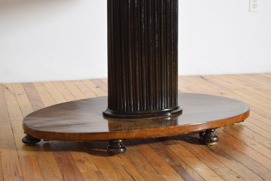 Walnut and Ebonized Oval Center or Dining Table