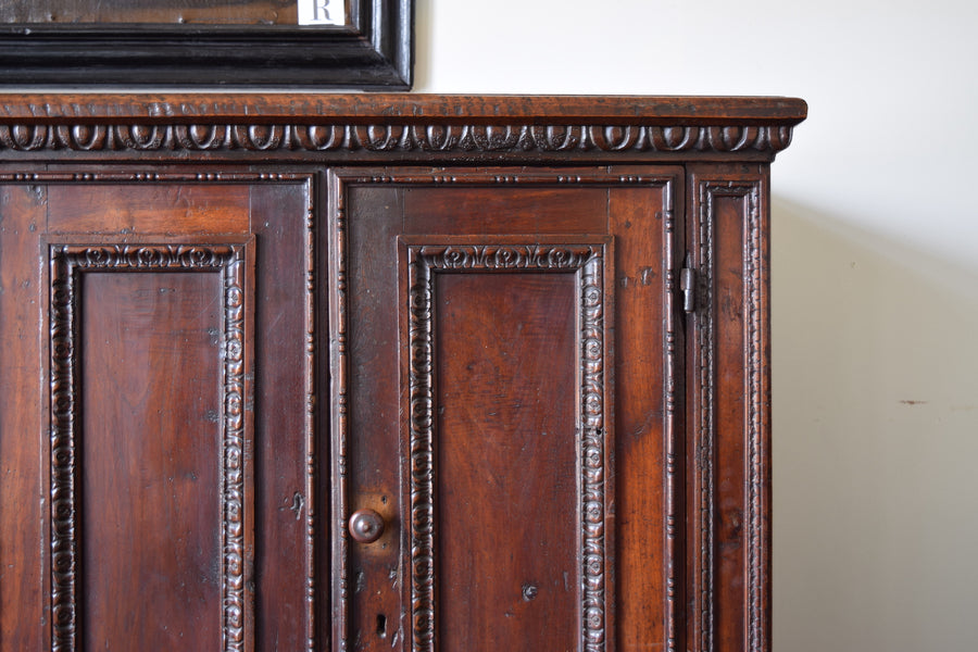 Carved Walnut 4-Door Credenza