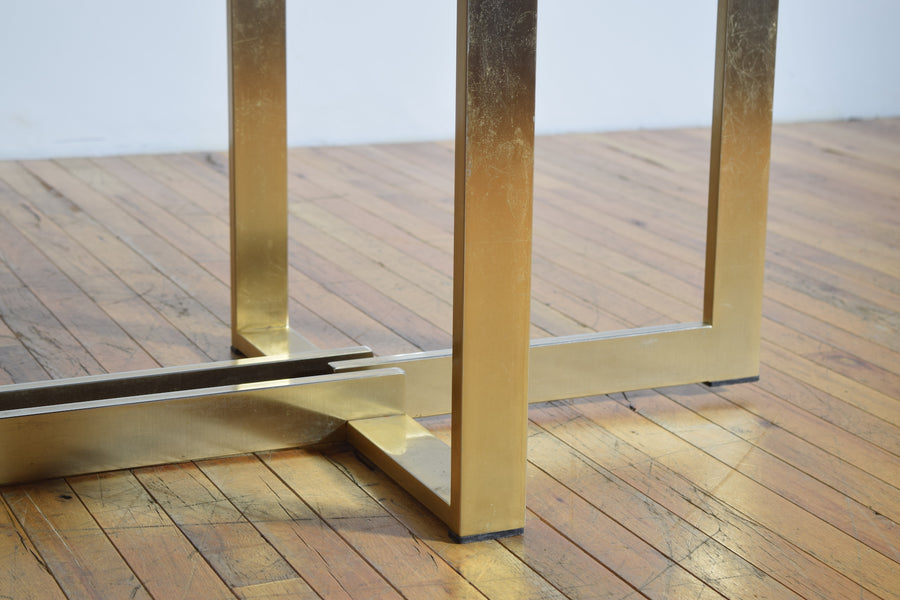 Marble and Chrome/Brass Plate Dining or Center Table