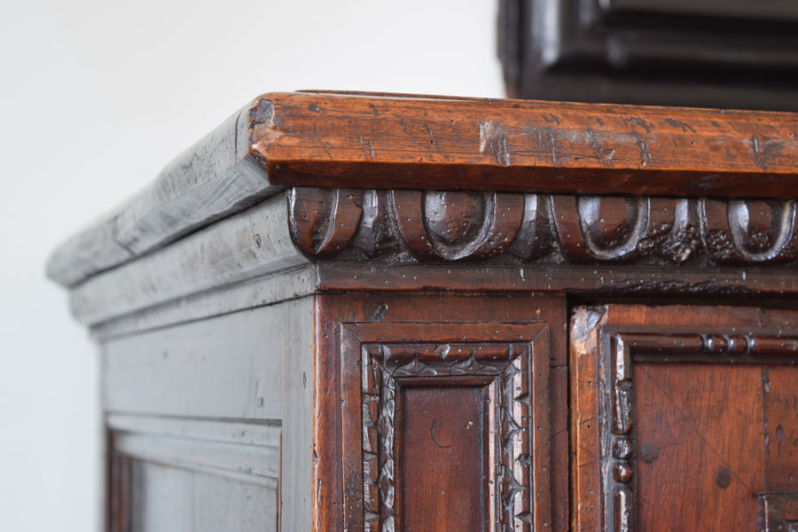 Carved Walnut 4-Door Credenza